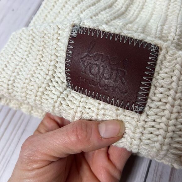 Love Your Melon Cream Ivory Cotton Knit Winter Hat - Picture 2 of 5